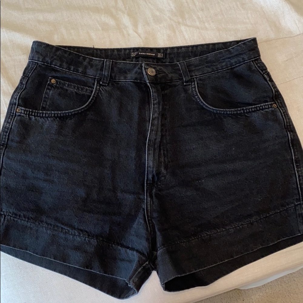 Zara high waisted black denim shorts